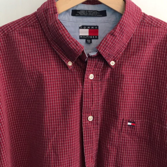 Men’s Tommy Hilfiger button down size XXL deep red - Picture 2 of 3